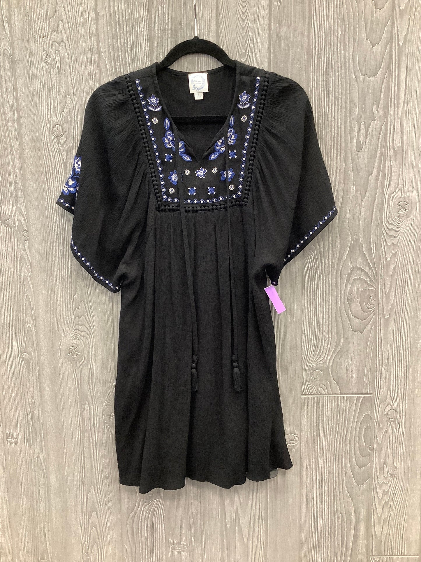 Black Dress Casual Short Blue Rain, Size S