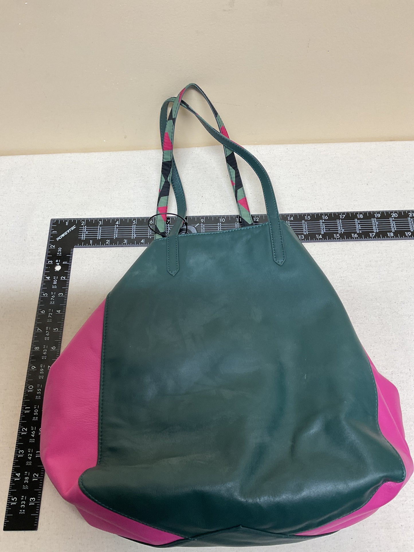 Handbag Designer By Diane Von Furstenberg In Green & Pink, Size:Large -as is