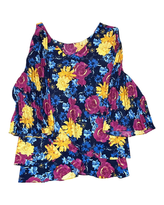 Top 3/4 Sleeve By Clothes Mentor In Blue & Pink, Size:Xl