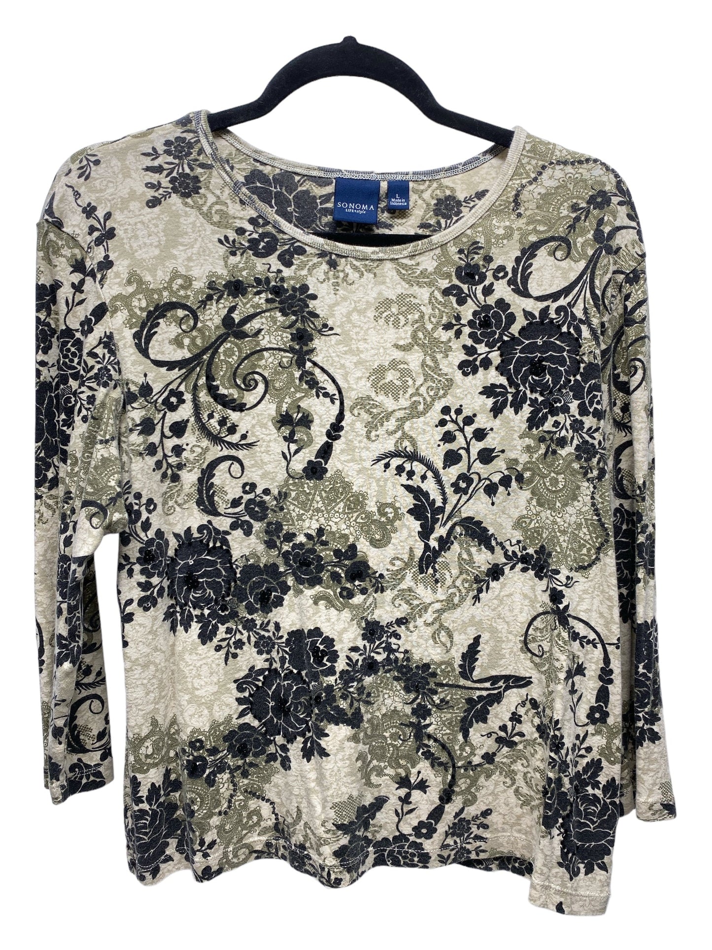 Top 3/4 Sleeve By Sonoma In Floral Print, Size: L