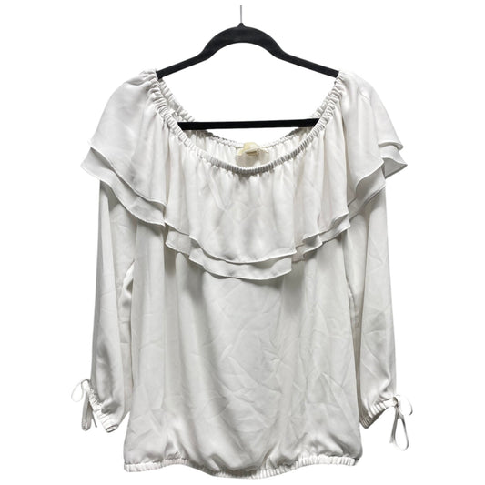 Blouse Long Sleeve By Michael By Michael Kors In White, Size: Xl