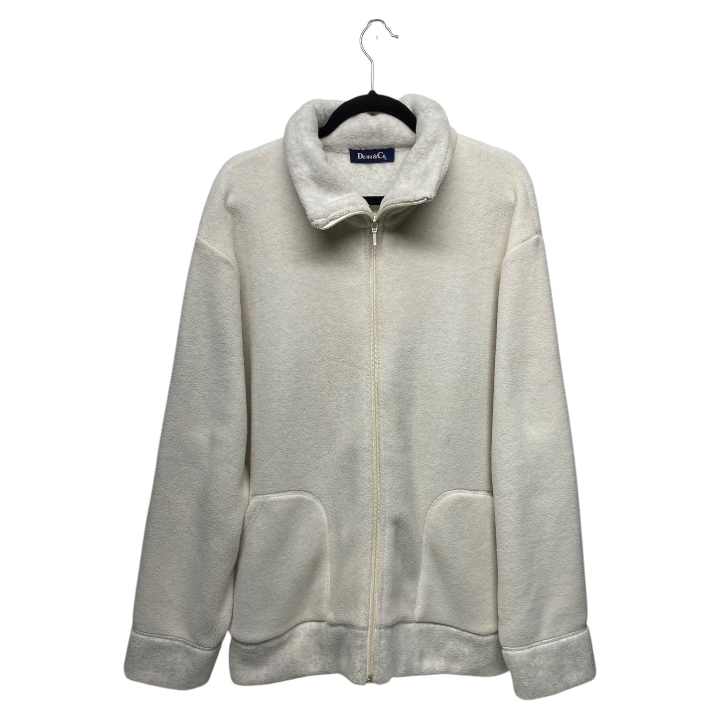 Jacket Fleece By Denim And Company In Cream, Size: 2x