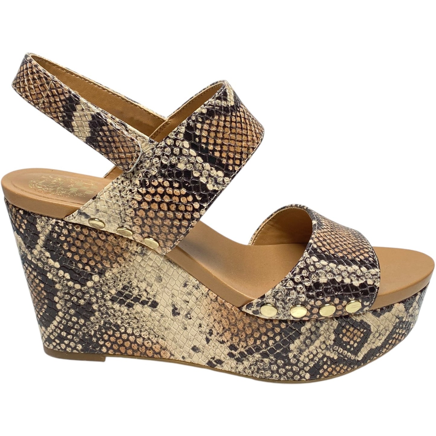 Sandals Heels Wedge By Vince Camuto In Snakeskin Print, Size: 6.5