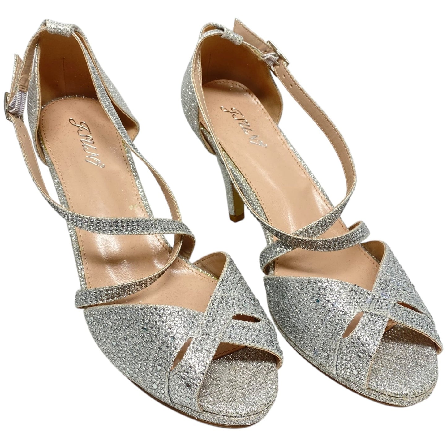 Sandals Heels Platform By Clothes Mentor In Silver, Size: 10.5