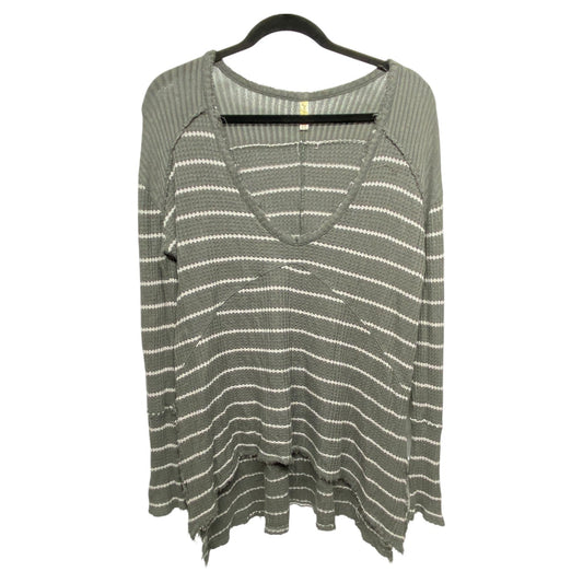 Top Long Sleeve By Free People In Grey & White, Size: S