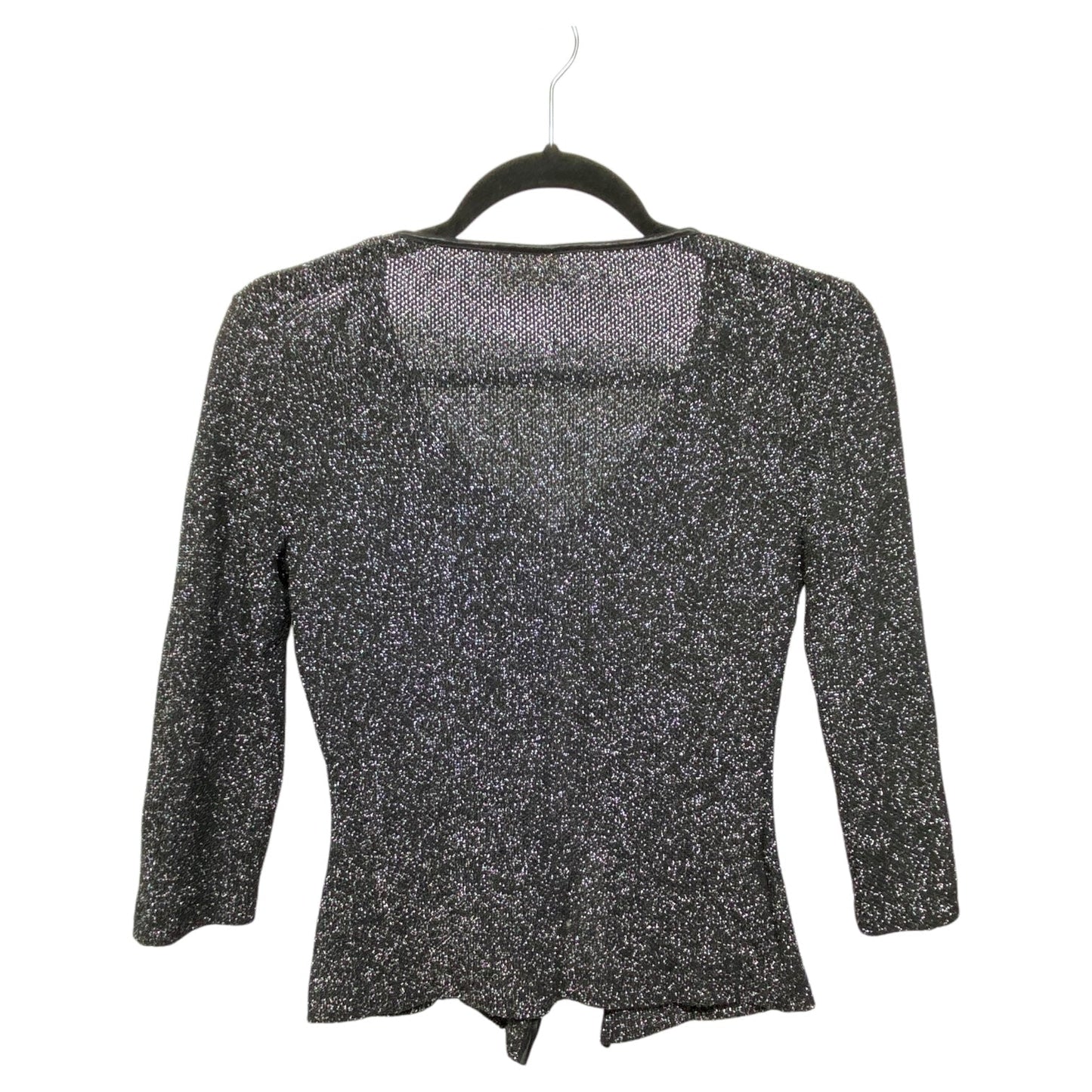 Sweater Cardigan By Guess In Black & Silver, Size: M