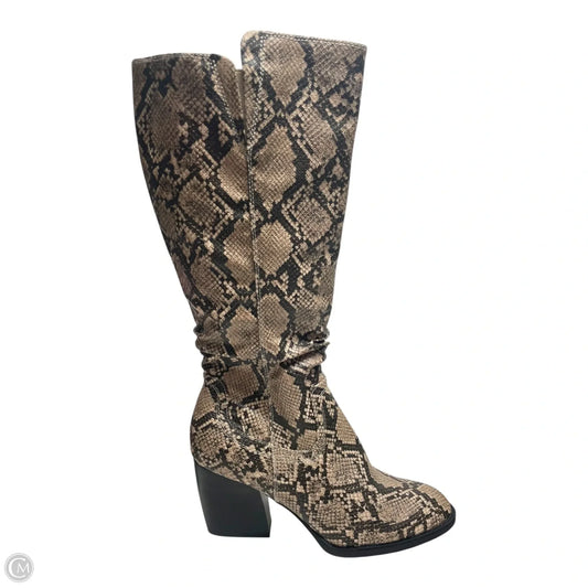 Boots Knee Heels By Bare Traps In Snakeskin Print, Size: 8.5
