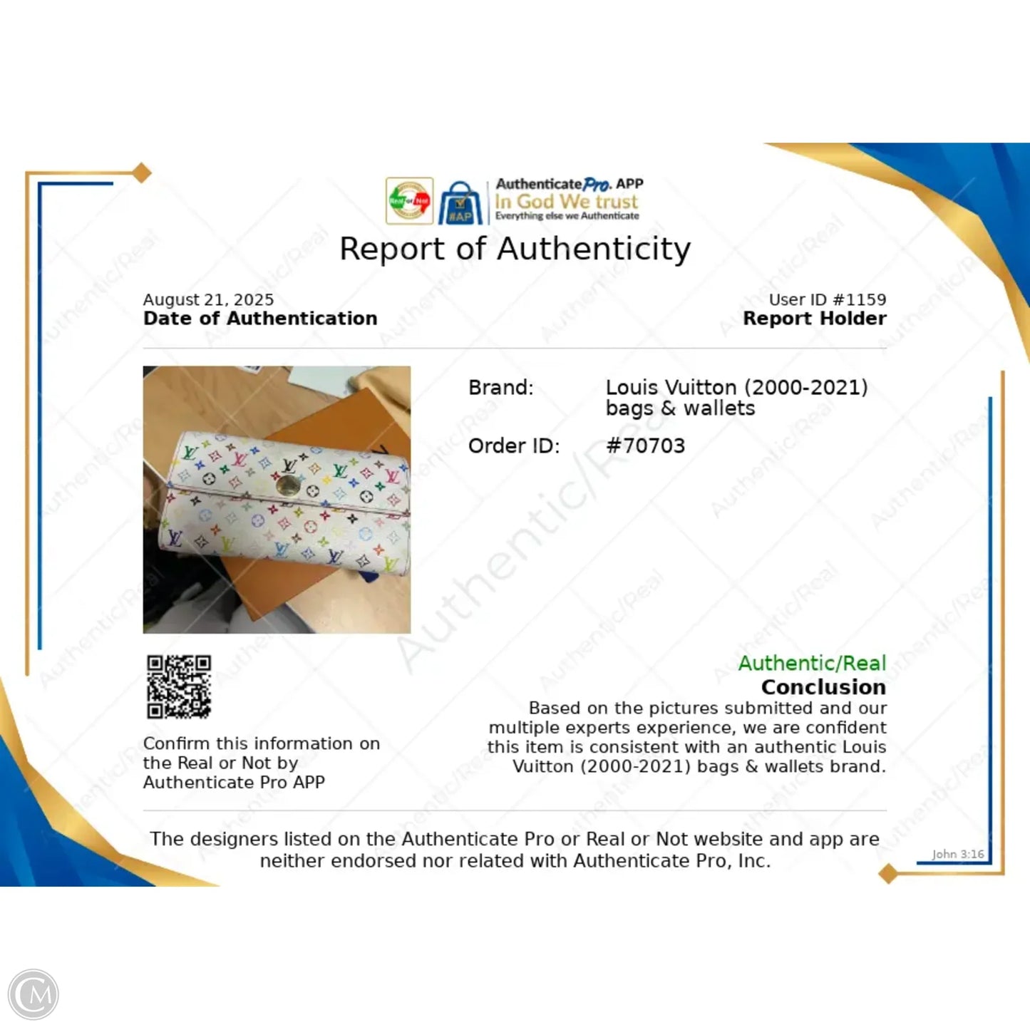 Wallet Luxury Designer By Louis Vuitton, Size: Large