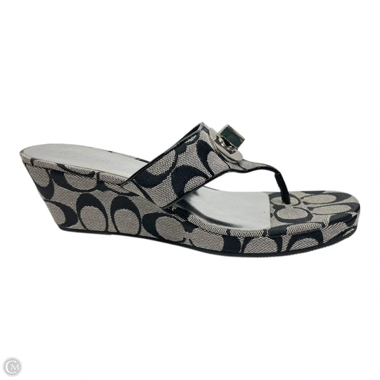 Sandals Designer By Coach In Black & Grey, Size: 7.5