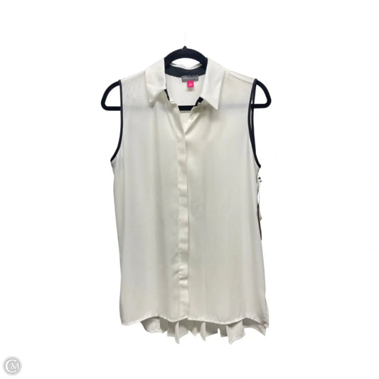 Blouse Sleeveless By Vince Camuto In Black & Cream, Size: Xs