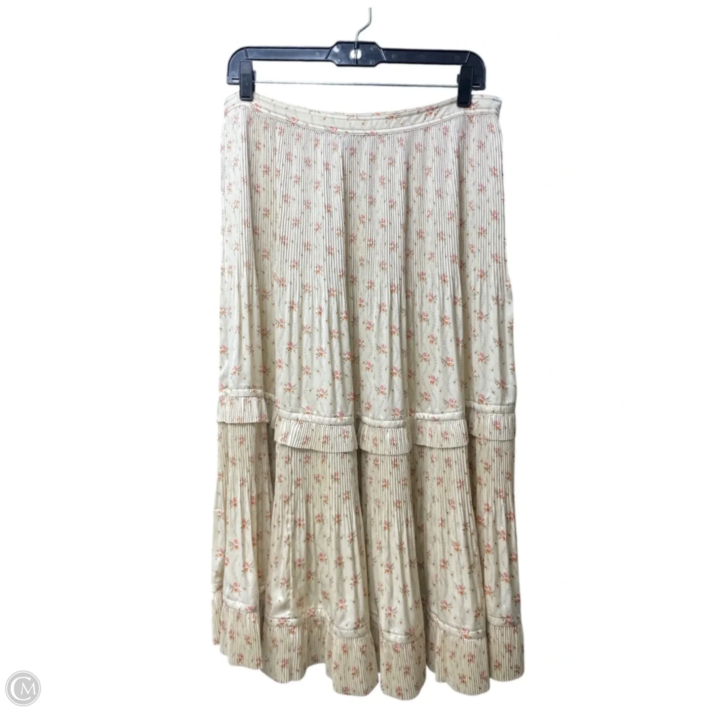 Skirt Midi By Polo Ralph Lauren In Cream & Orange, Size: 10