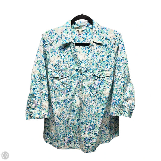 Top 3/4 Sleeve By Sonoma In Floral Print, Size: 1x