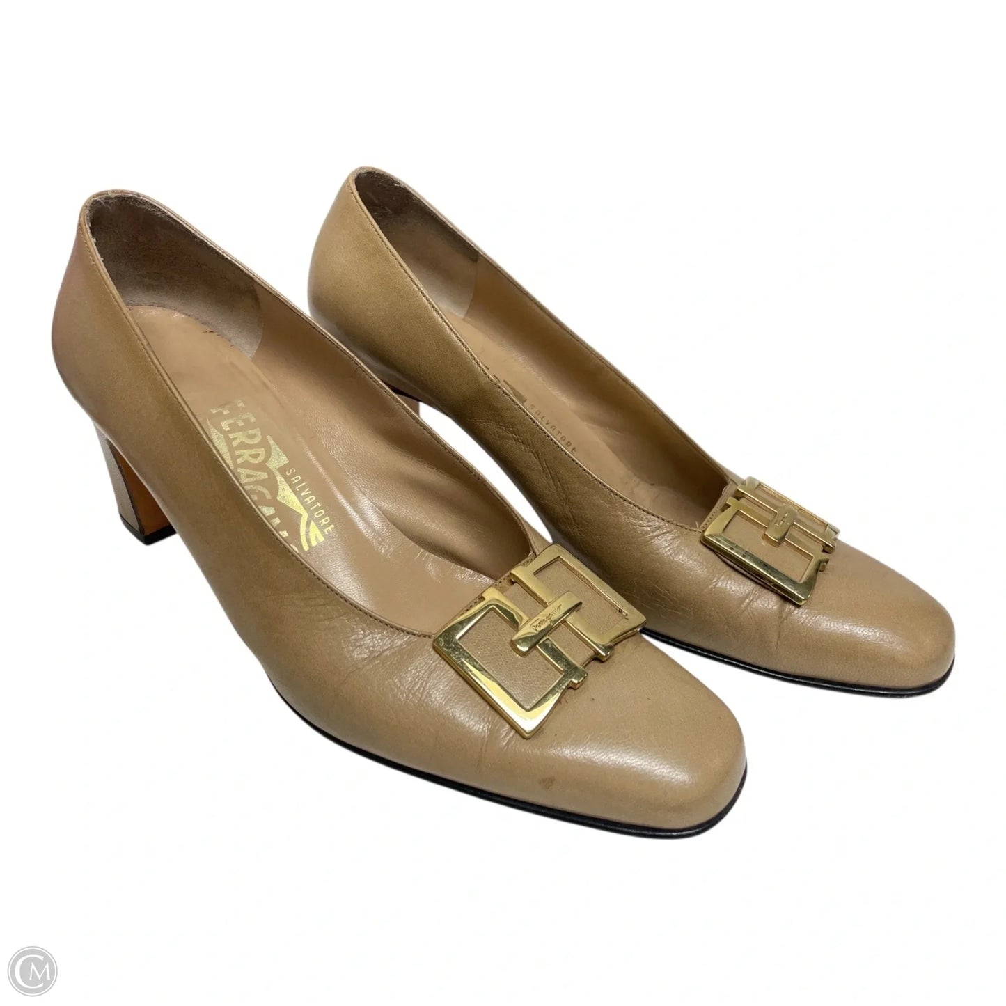 Shoes Luxury Designer By Ferragamo In Tan, Size: 6