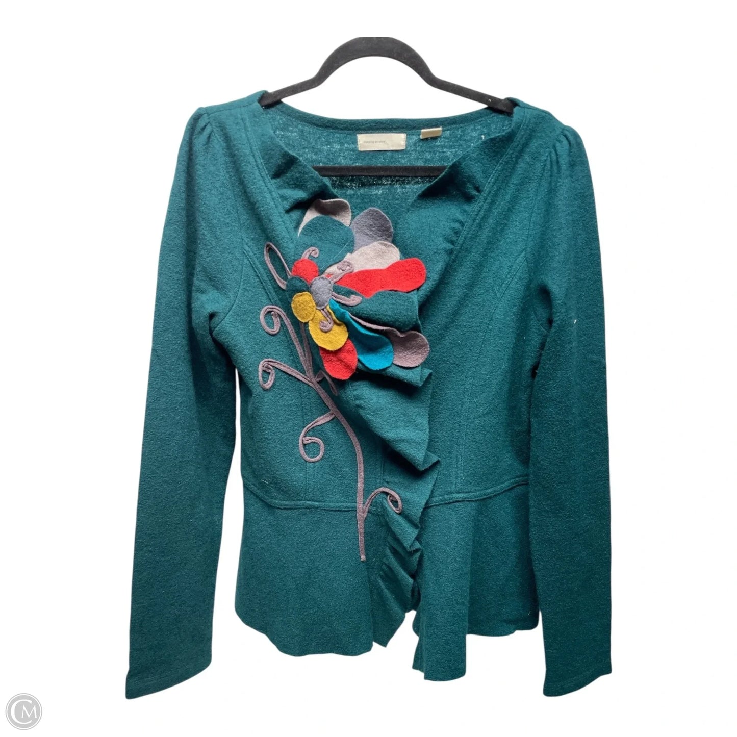 Sweater Cardigan By SLEEPING ON SNOW In Teal, Size: L