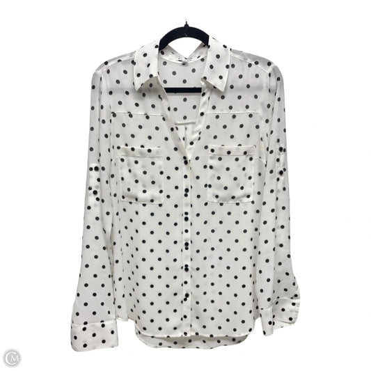 Blouse Long Sleeve By Express In Polkadot Pattern, Size: M