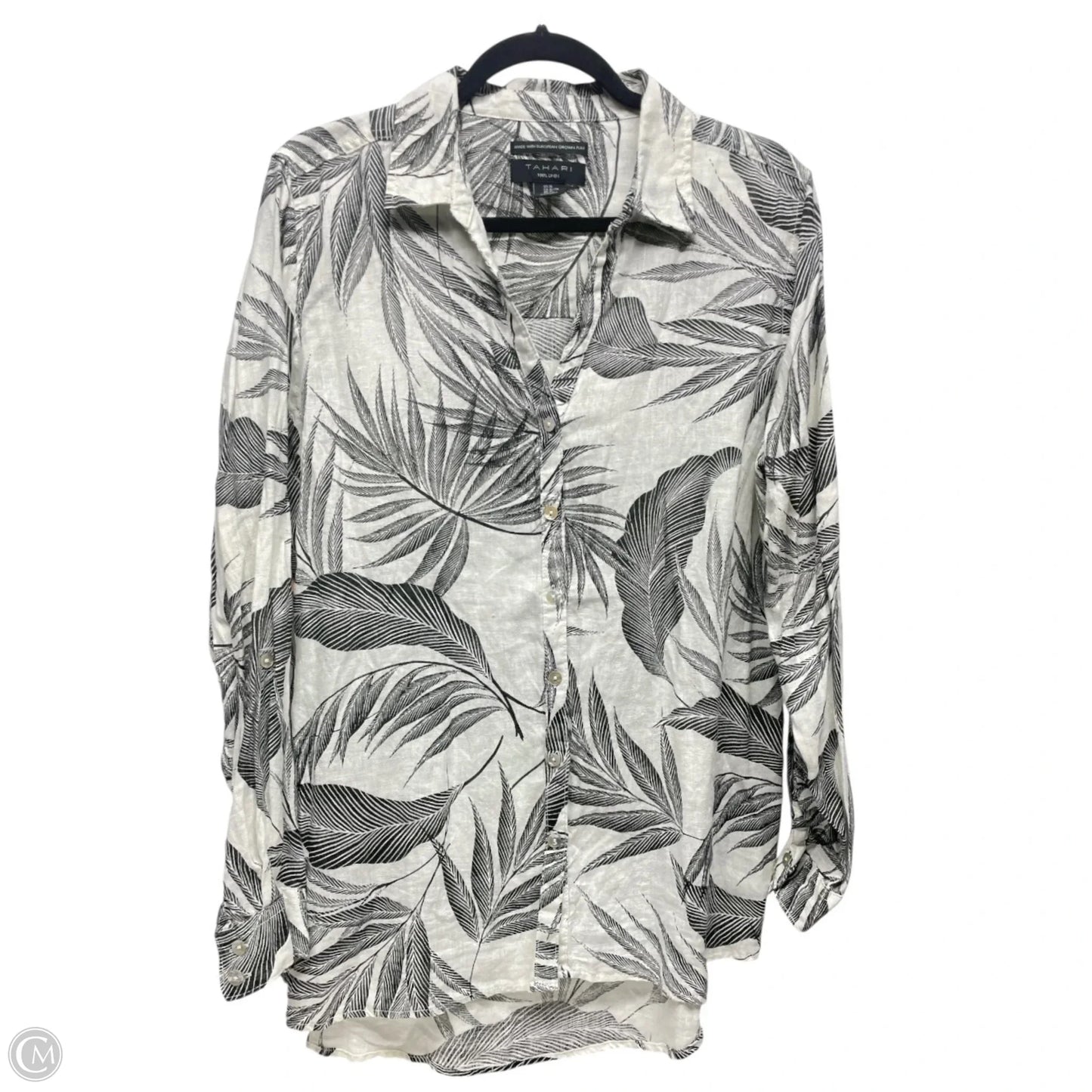 Top Long Sleeve By Tahari In Black & Cream, Size: Xl