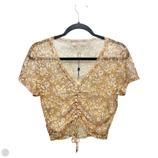 Top Short Sleeve By Bcbgeneration In Brown & Yellow, Size: M