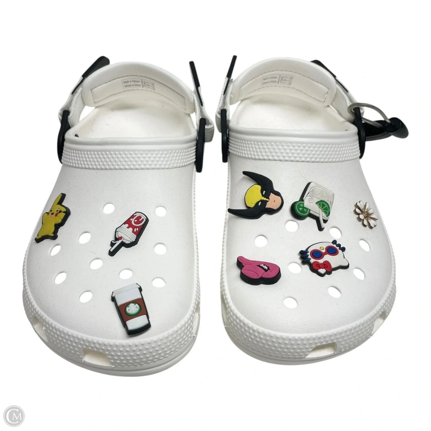 Shoes Flats By Crocs In White, Size: 5