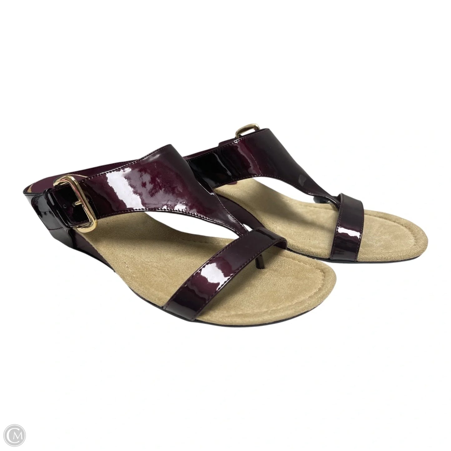 Sandals Heels Wedge By Impo In Maroon, Size: 9.5