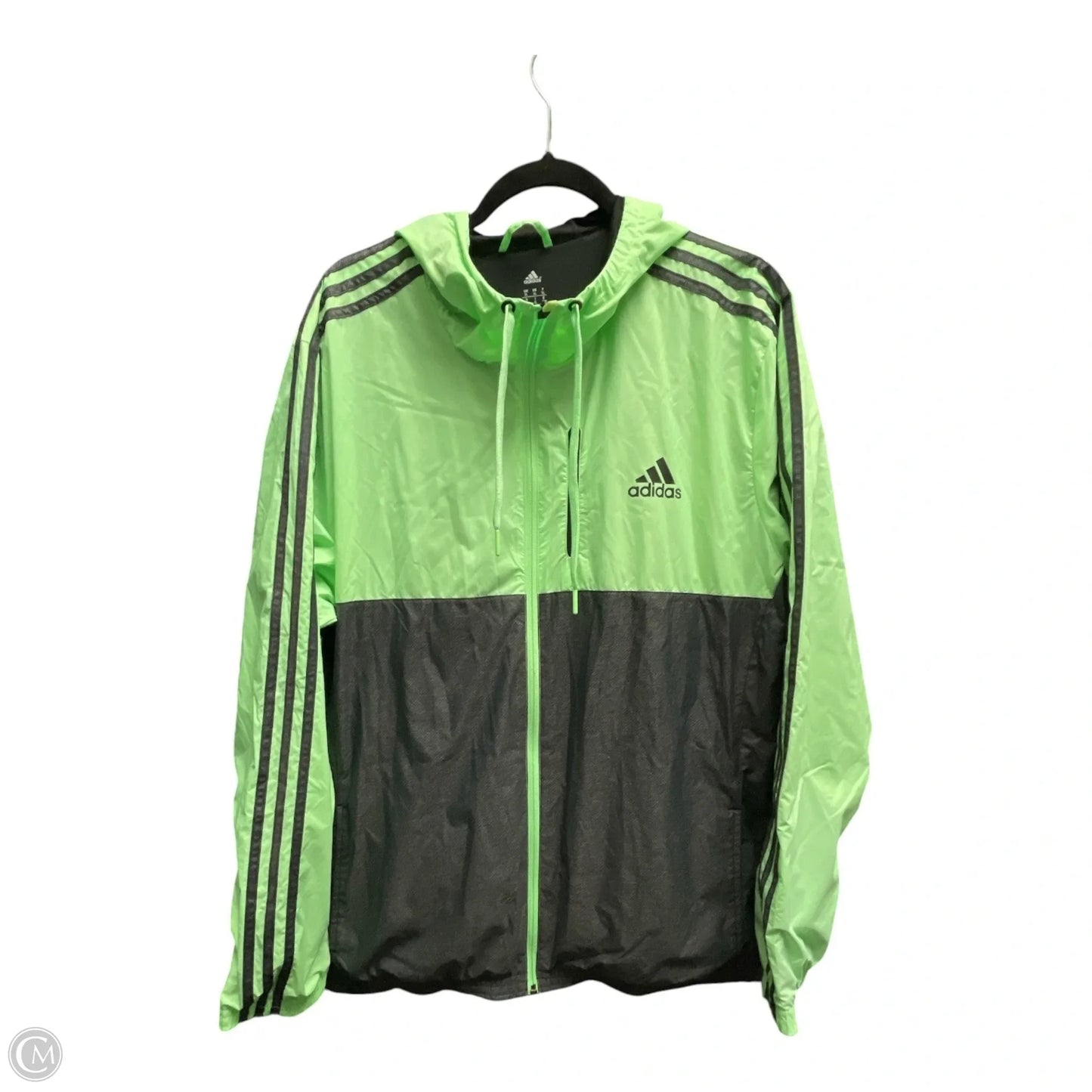 Jacket Windbreaker By Adidas In Green & Grey, Size: Xl