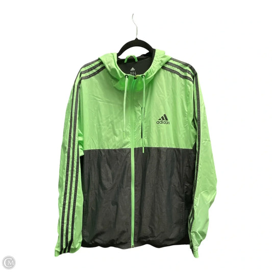 Jacket Windbreaker By Adidas In Green & Grey, Size: Xl