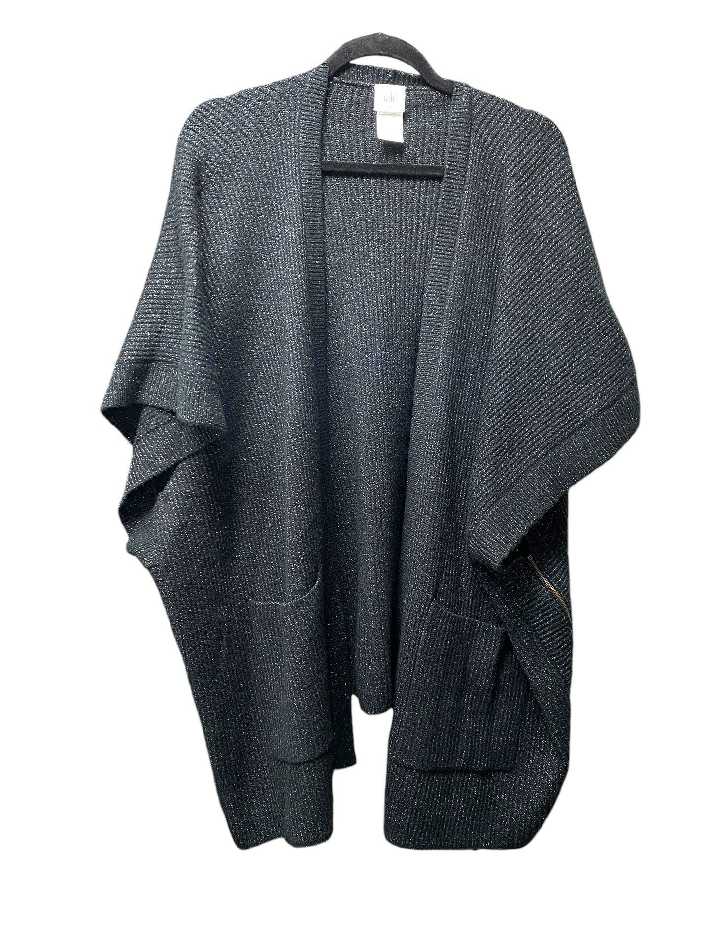 Sweater Cardigan By Cabi In Black & Silver, Size: L