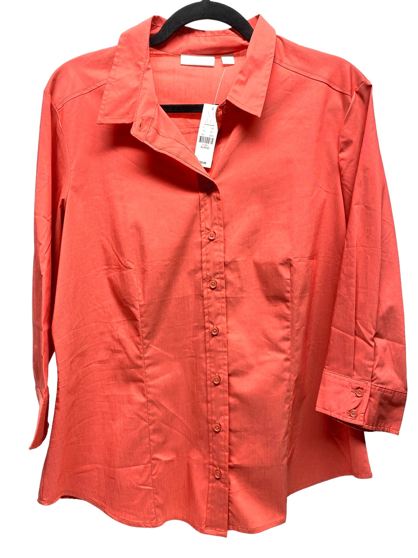 Top 3/4 Sleeve By New York And Co In Coral, Size: Xl