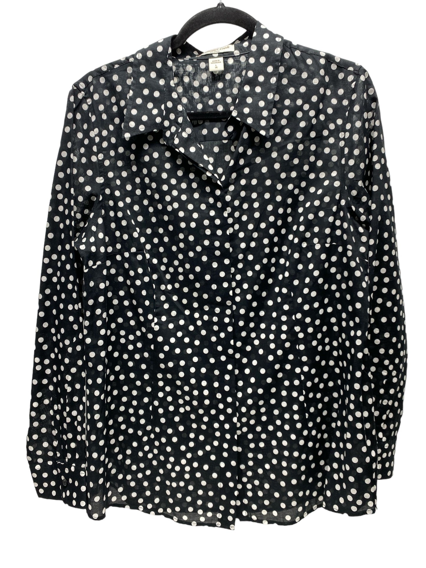 Top Long Sleeve By Coldwater Creek In Polkadot Pattern, Size: L