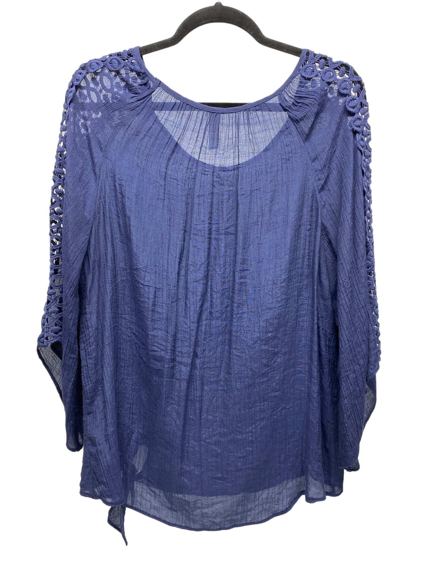 Top 3/4 Sleeve By Perseption Concept In Blue, Size: L