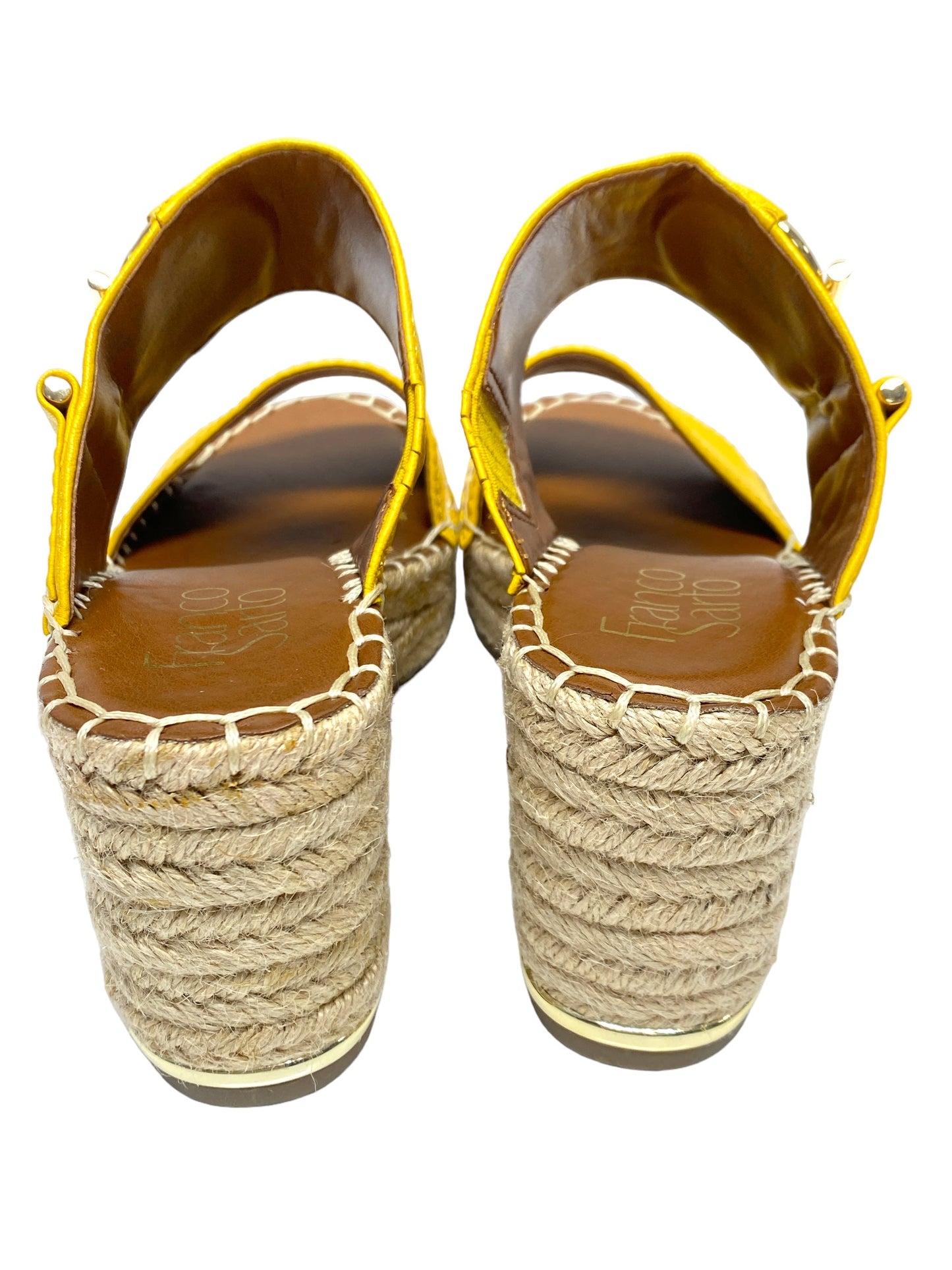 Yellow Sandals Heels Wedge Franco Sarto, Size 5.5