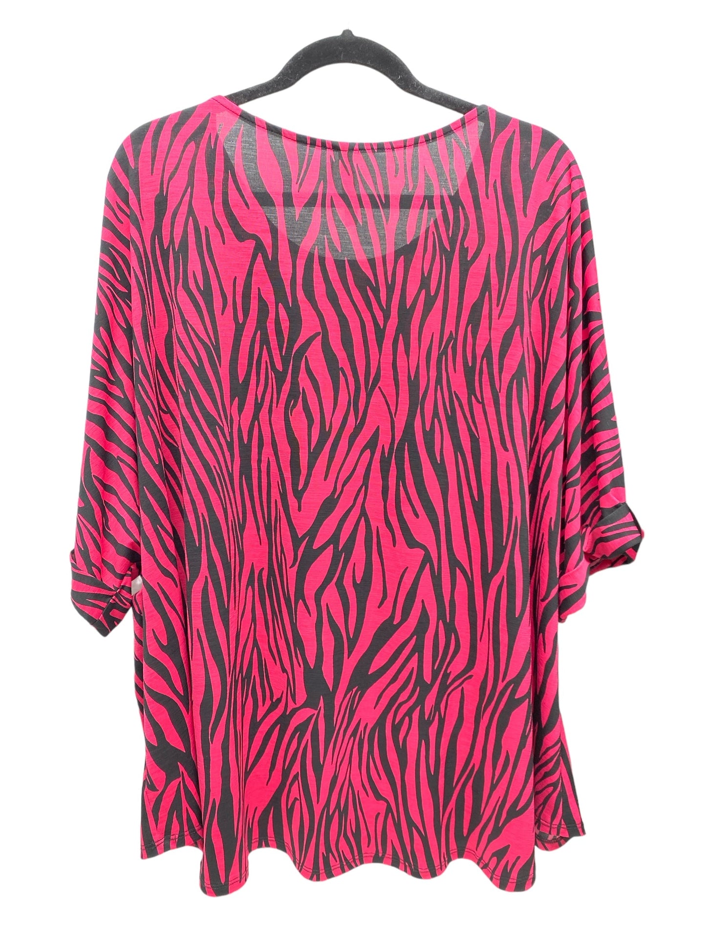 Black & Pink Top Short Sleeve Clothes Mentor, Size 3x