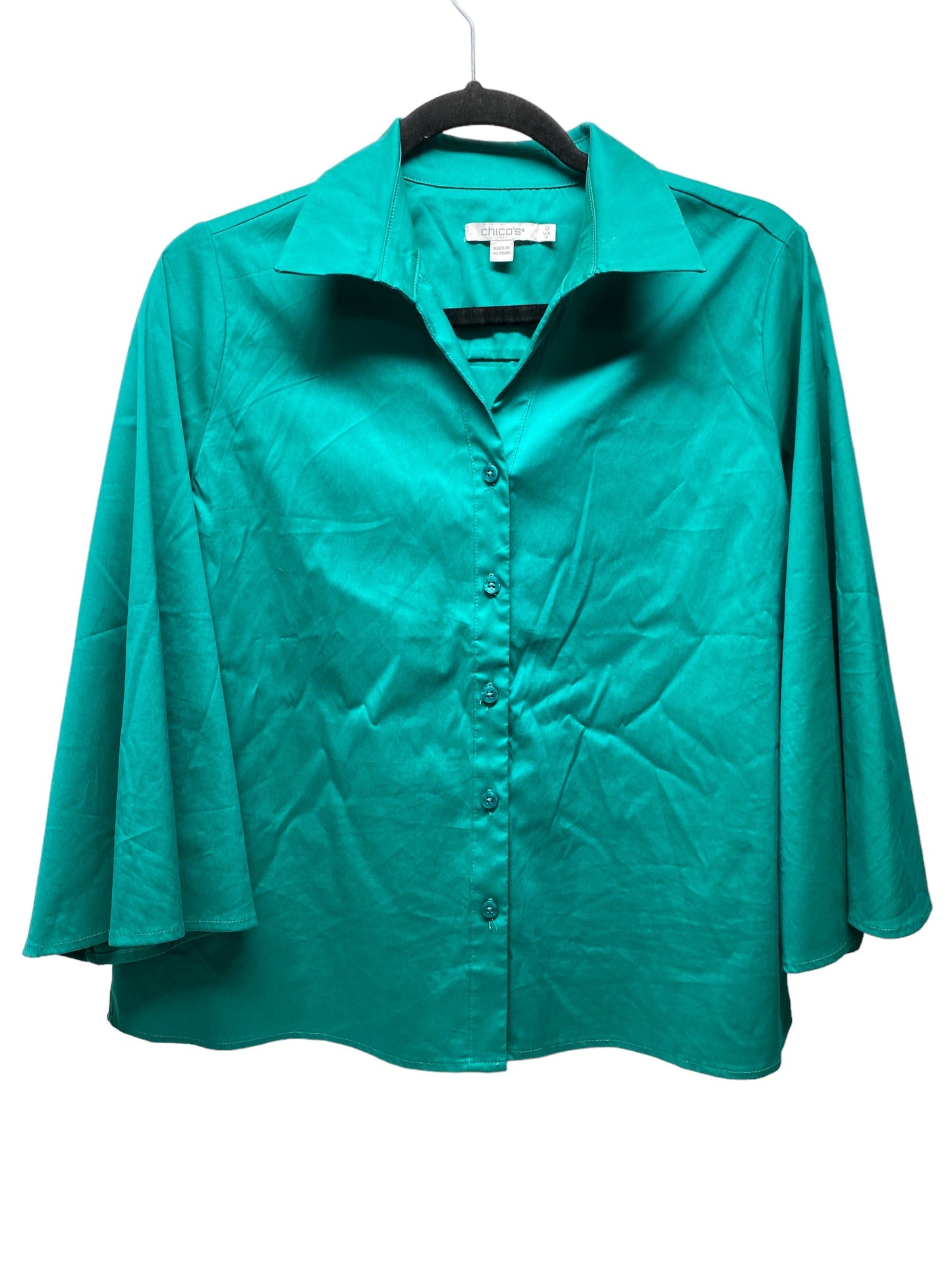 Green Top 3/4 Sleeve Chicos, Size 4