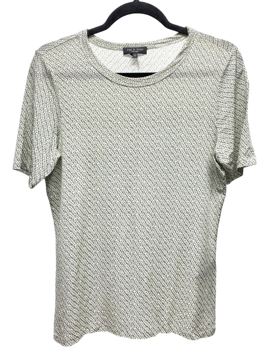 Top Short Sleeve Designer By Rag And Bone In Green & White, Size: L