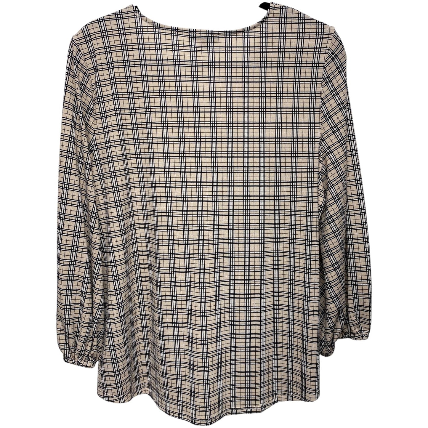 Top 3/4 Sleeve By Adrianna Papell In Plaid Pattern, Size: L