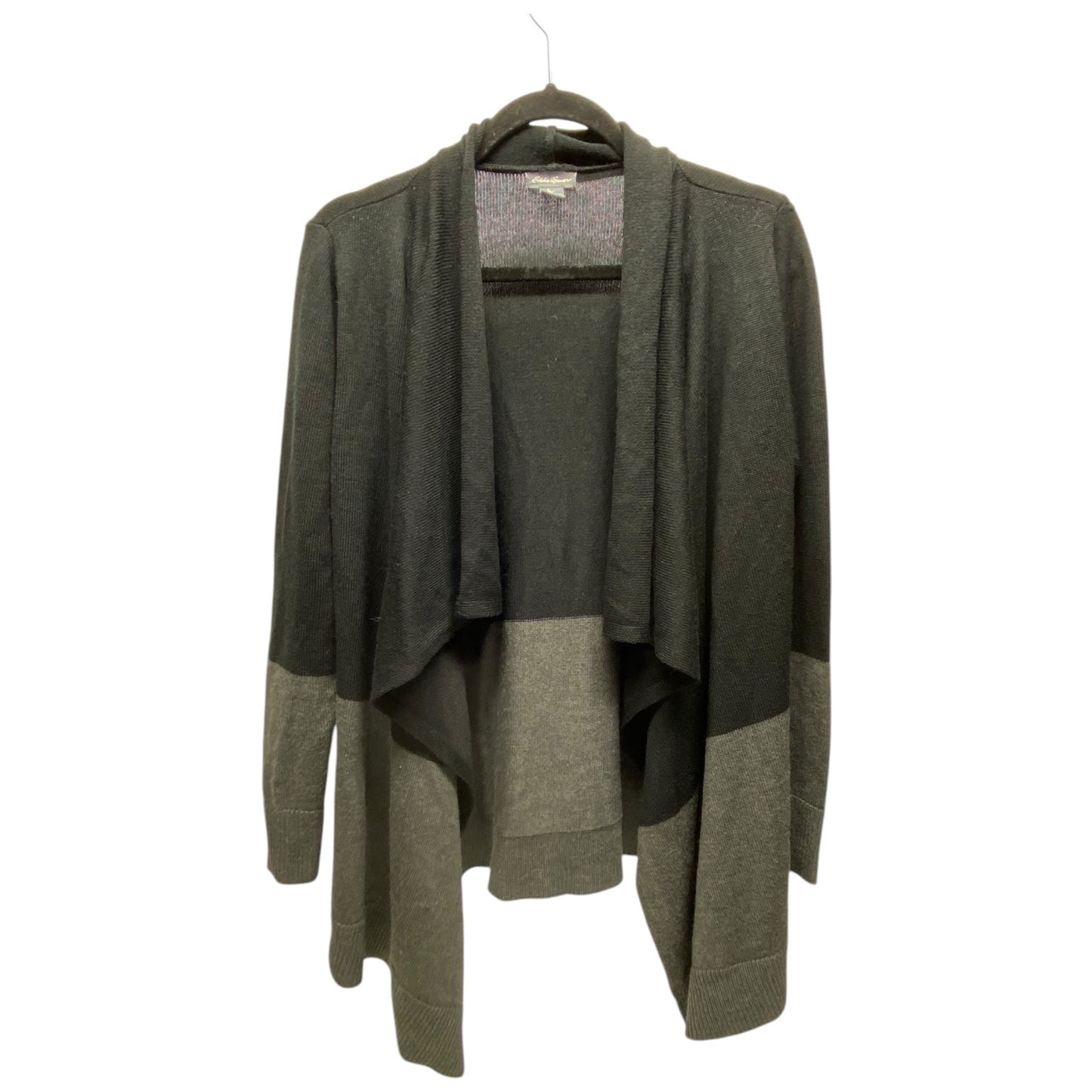 Sweater Cardigan By Eddie Bauer In Black & Grey, Size: S