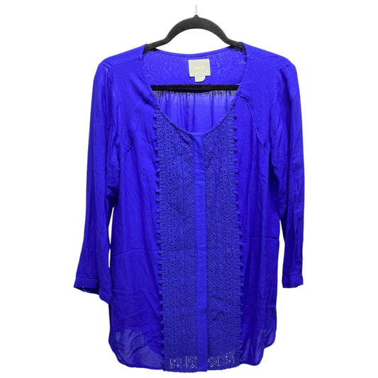 Blouse 3/4 Sleeve By Maeve In Blue, Size: 8