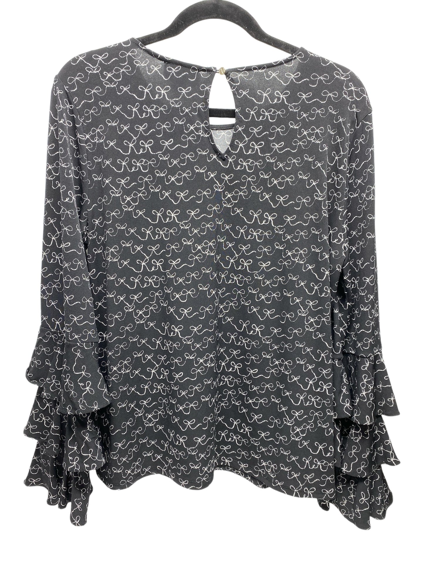 Top Long Sleeve By Cece In Black White, Size: L