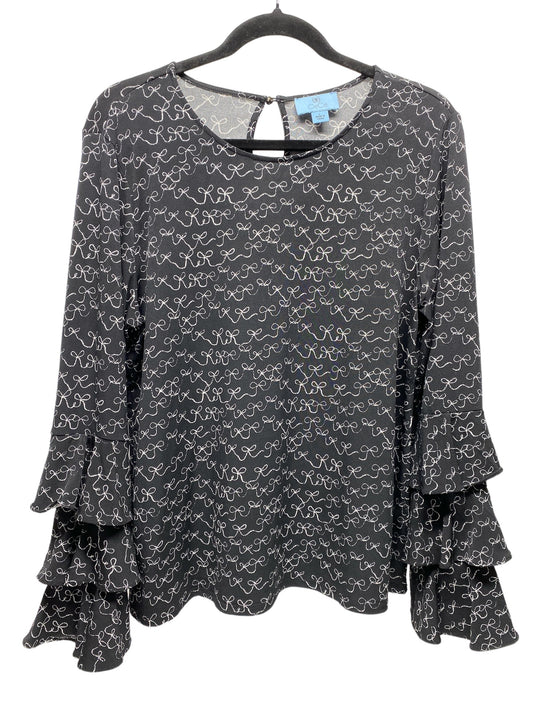 Top Long Sleeve By Cece In Black White, Size: L