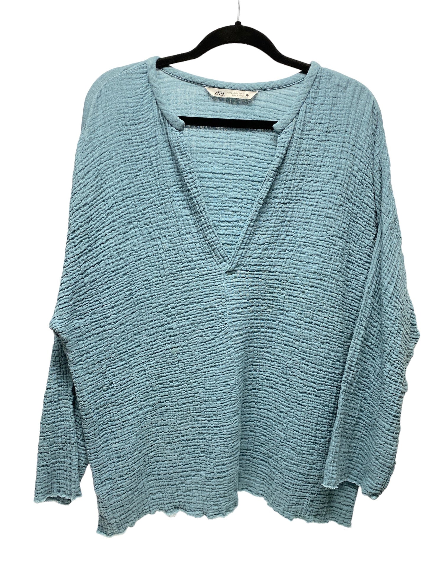 Top Long Sleeve By Zara In Aqua, Size: Xl