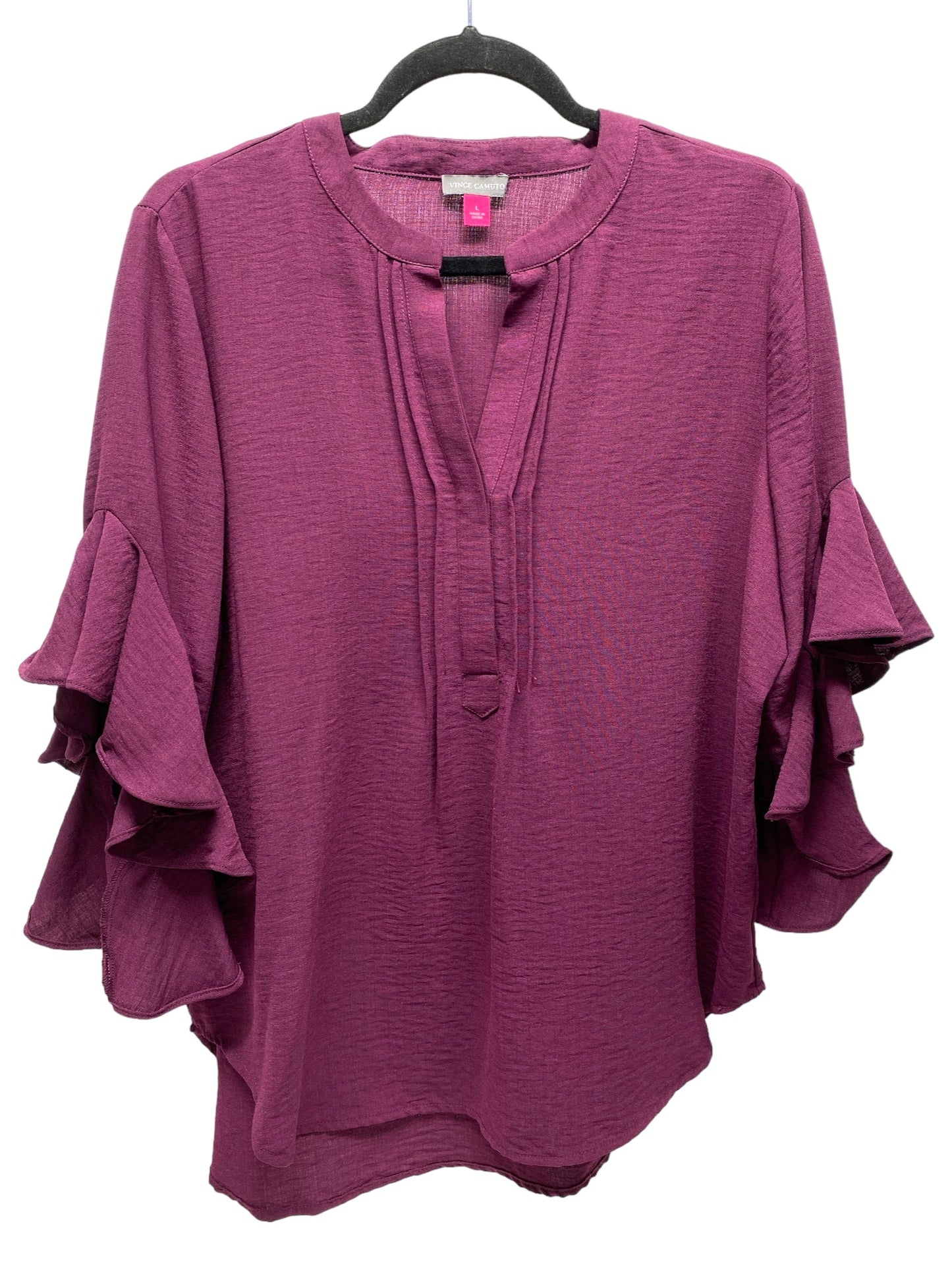 Top 3/4 Sleeve By Vince Camuto In Purple, Size: L