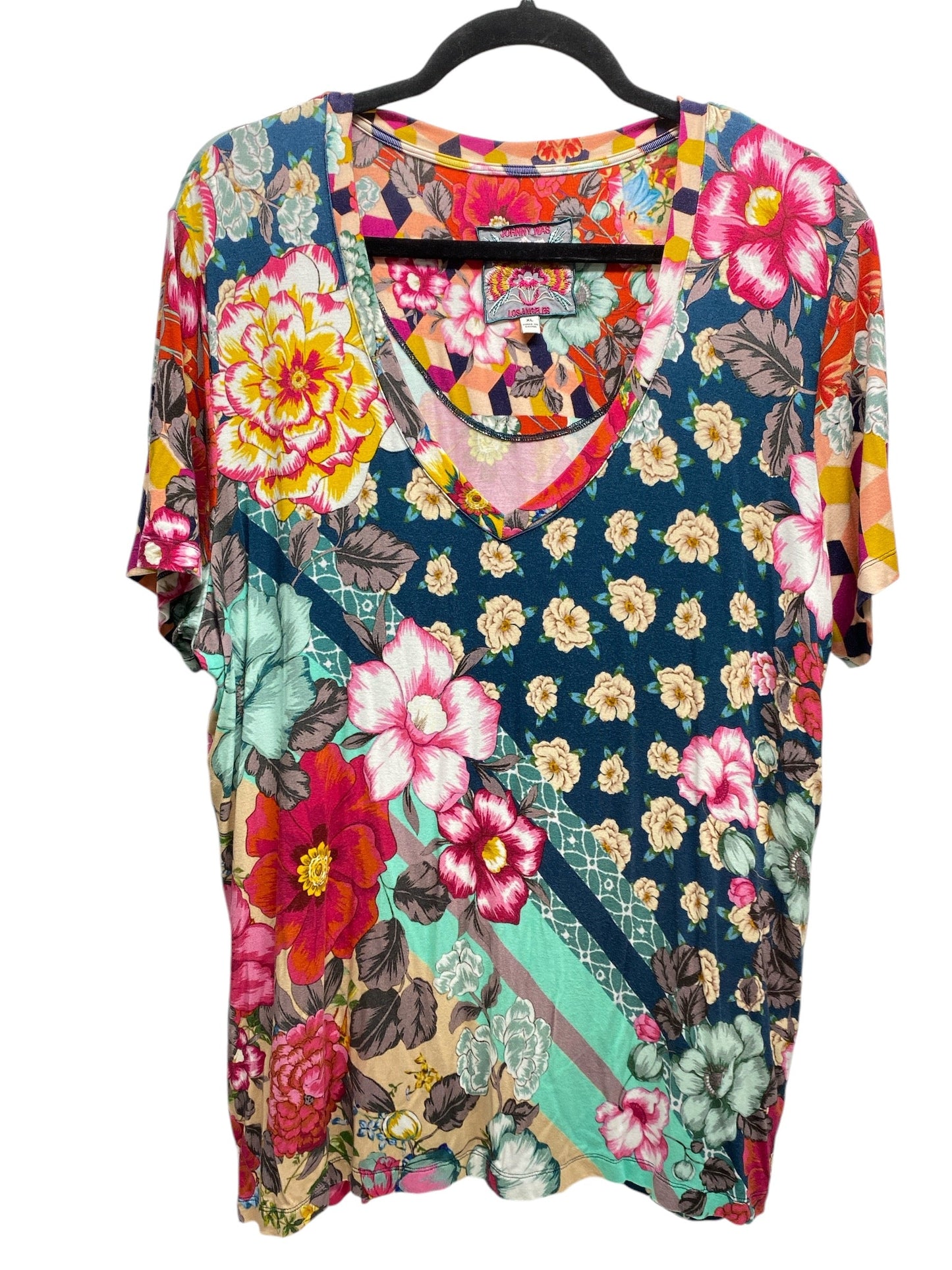 Top Short Sleeve Designer By Johnny Was In Floral Print, Size: Xl