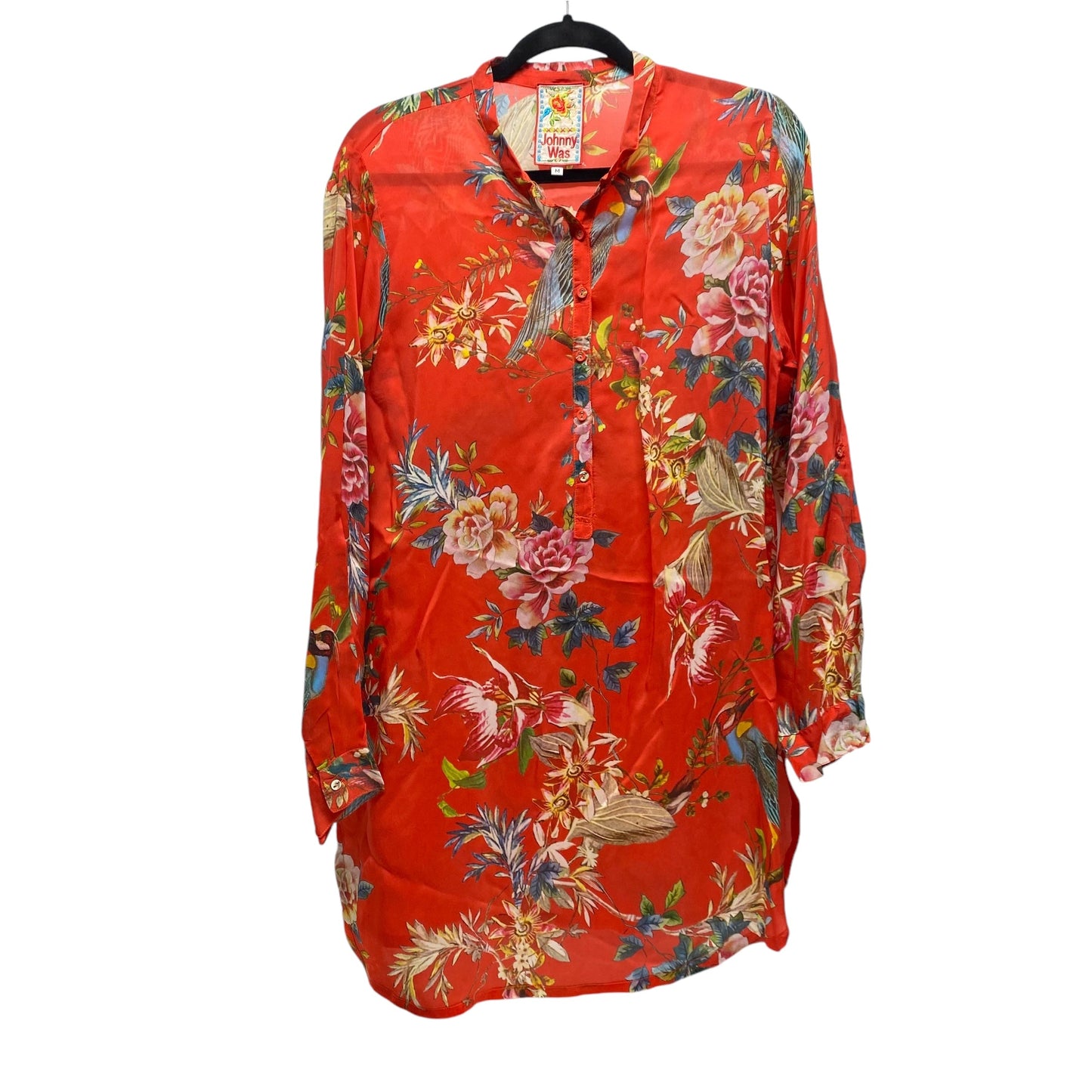 Top Long Sleeve Designer By Johnny Was In Red, Size: M