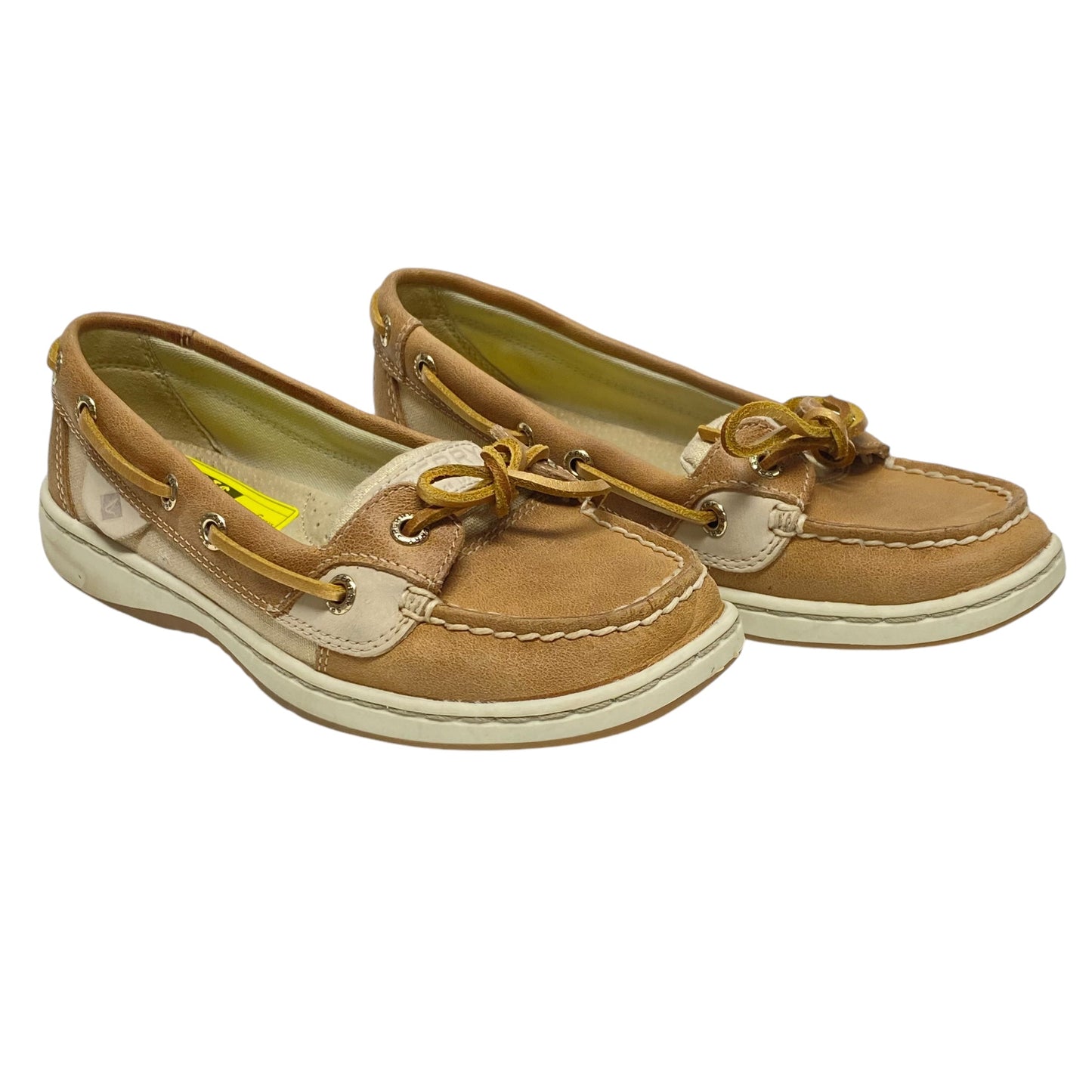 Shoes Flats By Sperry In Tan & White, Size: 5