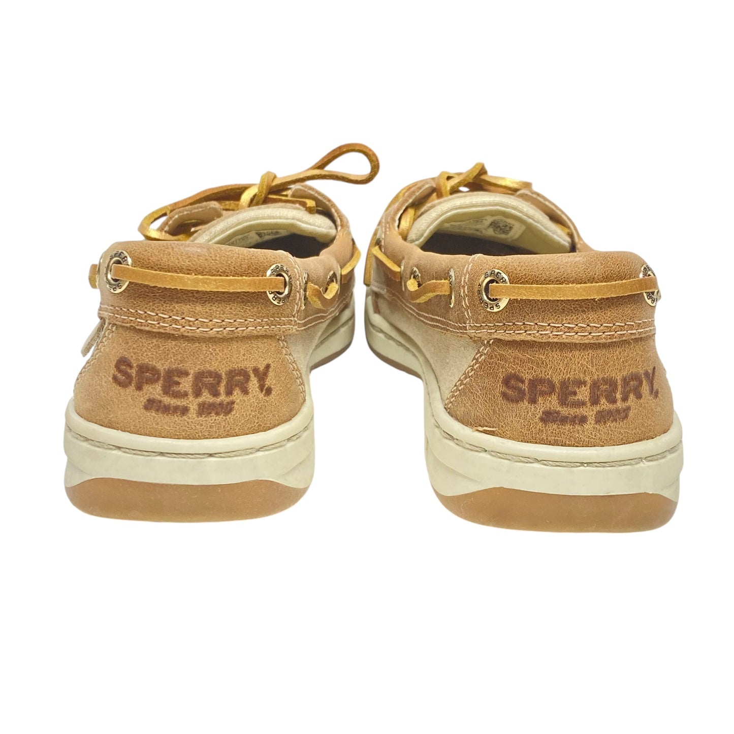 Shoes Flats By Sperry In Tan & White, Size: 5