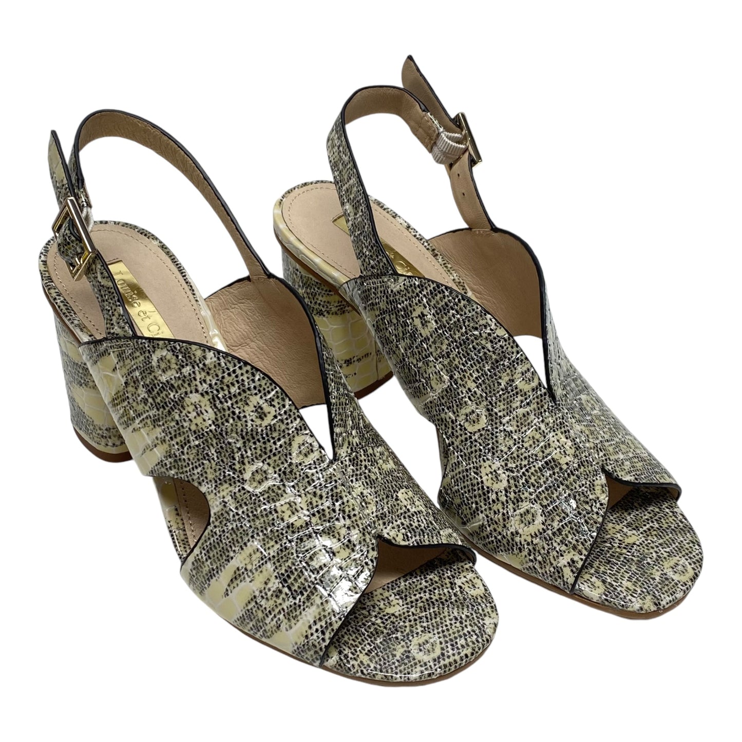 Sandals Heels Block By Louise Et Cie In Snakeskin Print, Size: 7