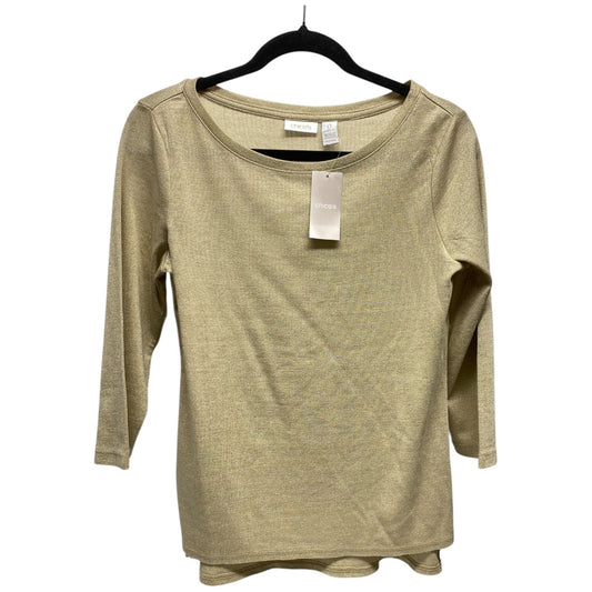 Top 3/4 Sleeve By Chicos In Gold, Size: S