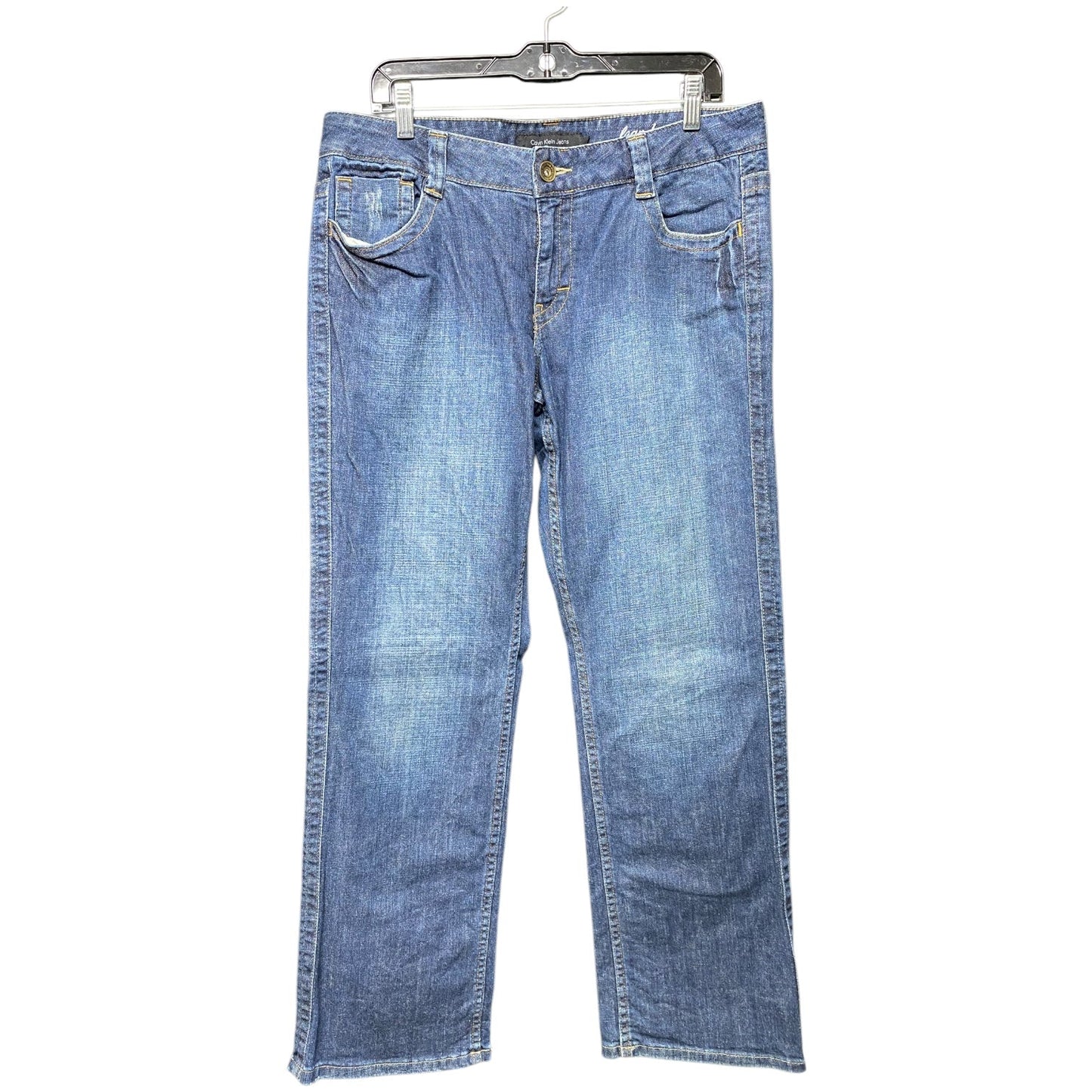 Jeans Boot Cut By Calvin Klein In Blue Denim, Size: 14