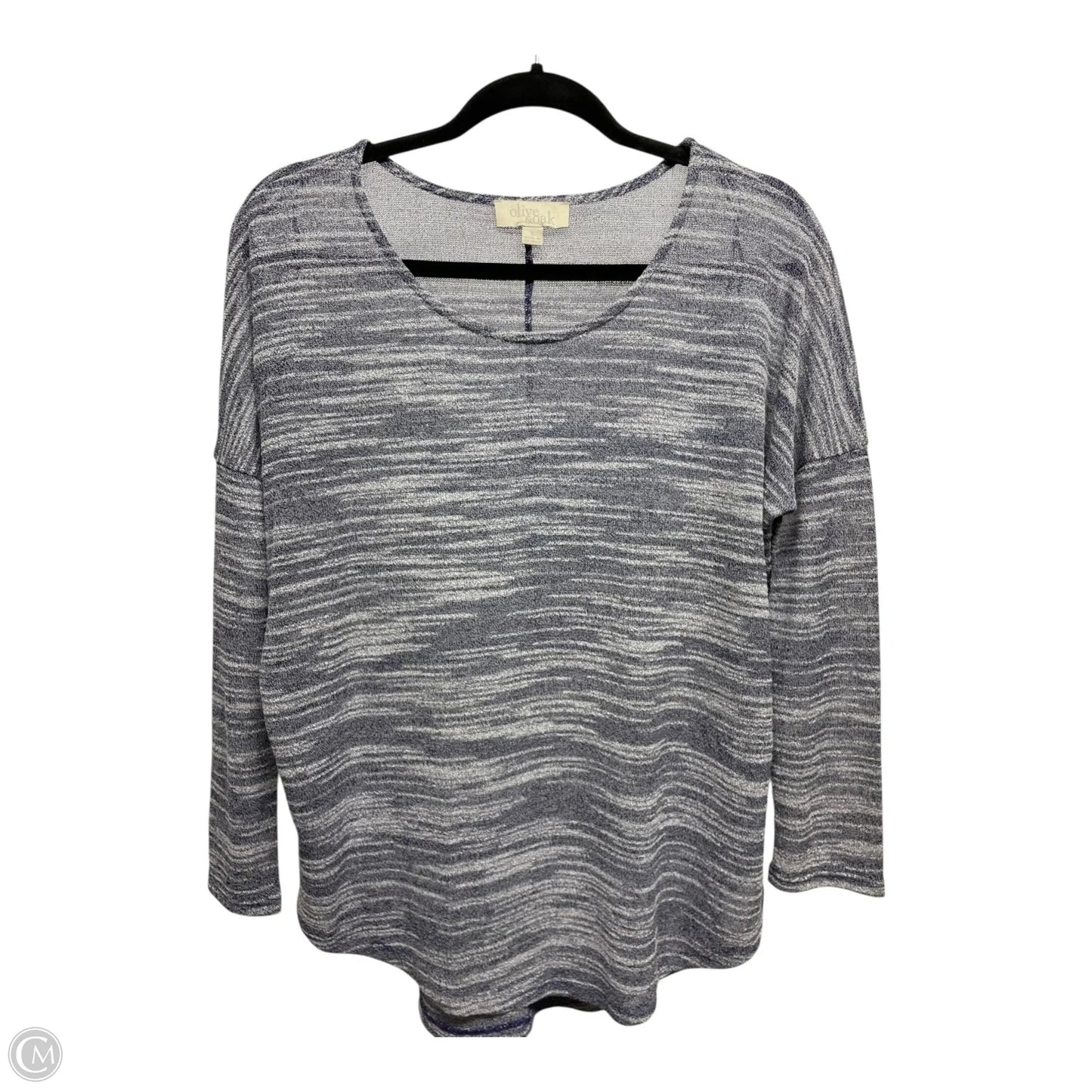 Top Long Sleeve By Olive And Oak In Blue & White, Size: S