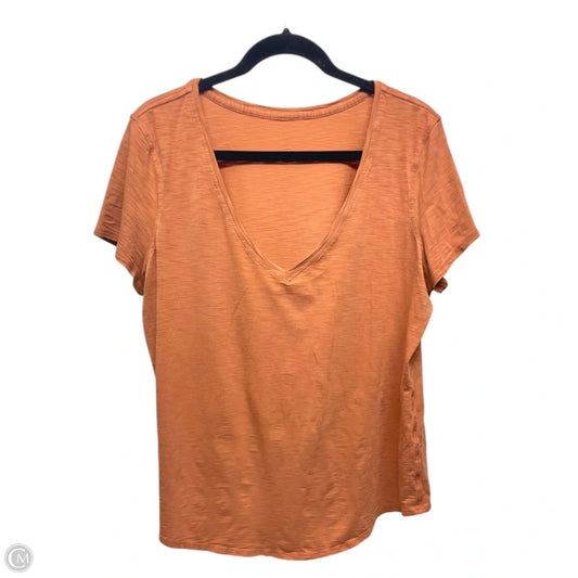 Athletic Top Short Sleeve By Lululemon In Orange, Size: L