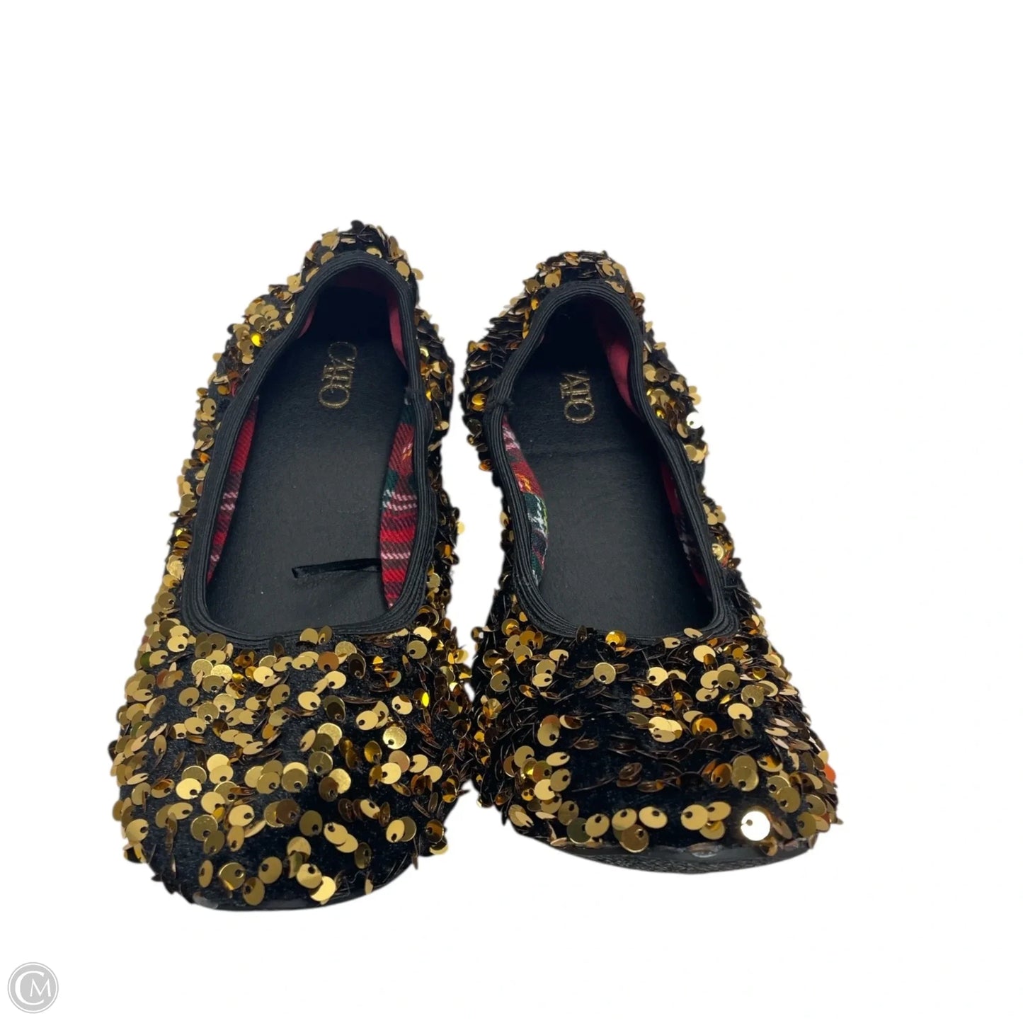 Shoes Flats By Cato In Black & Gold, Size: 11